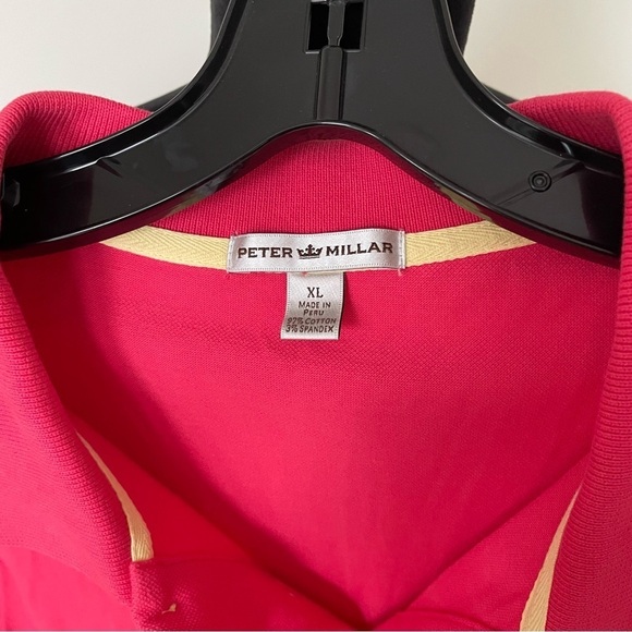 Peter Millar Salmon Pink Stretch Cotton Short Sleeve Polo Shirt EUC Size XL - Picture 4 of 6
